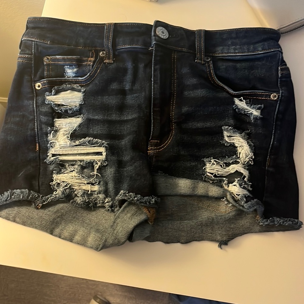 american eagle dark wash jean shorts